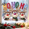 Static Glass Decals Christmas Cling Window Stickers, Cartoon Reindeer HOHOHO Art Decals, Reusable Film Festive Holiday Decor for Home Windows Balcony