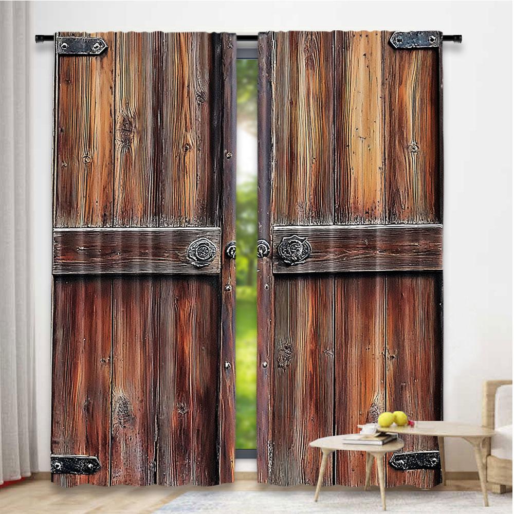 Bauernhaus Rustikale Scheunentüren Vorhänge Vintage Hütte Landhaus Geeignet Schlafzimmer Wohnzimmer Esszimmer Badezimmer Set von 2 Hergestellt Polyester Dekor
