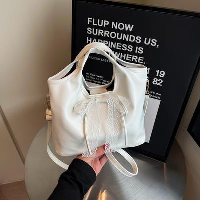 Premium Sense Retro Large-capacity Bag Women's 2025 New Versatile Shoulder Underarm Bag Portable Bucket Bag Bow