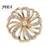 Secure Clasp Brooch Pin, Hollow Swirl Flower Pattern Lapel Pin with Rhinestones Inlaid, Durable Spiral Petals Design Versatile Badge for Coats Shirts