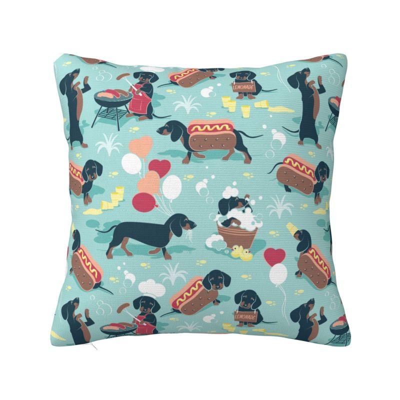 Dachshund Throw Pillow Case Living Room Decoration Wiener Sausage Dog Cushions Cover For Sofa Seat Square Polyester Pillowcase