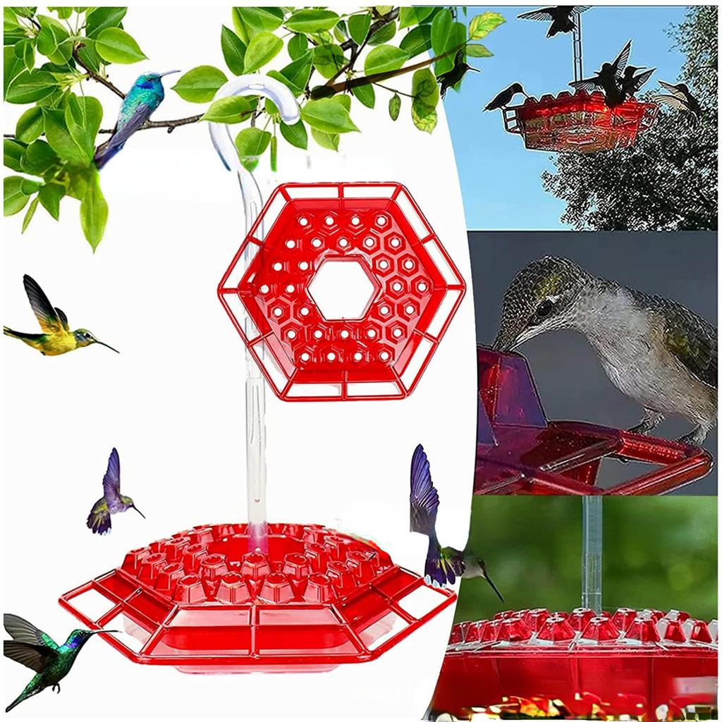 Hummingbird Feeder Hanging Red Hexagonal Hook Hummingbird Feeder Garden Bird Feeder
