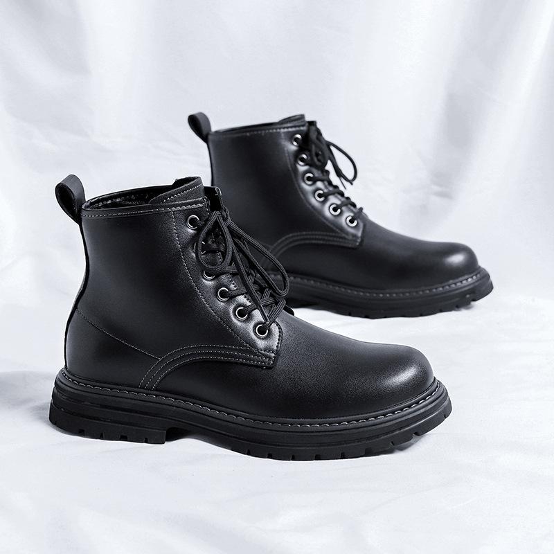 

Ботинки мартин мужские в британском стиле, высококачественные осенне-зимние черные ботинки средней высоты, мужские высокие ботинки 6002-R 44 чёрный