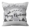 Merry Christmas Decoration Pillow Pillowcase Black White Plaid Cushion Cover Home Sofa Chair Short Plush Material
