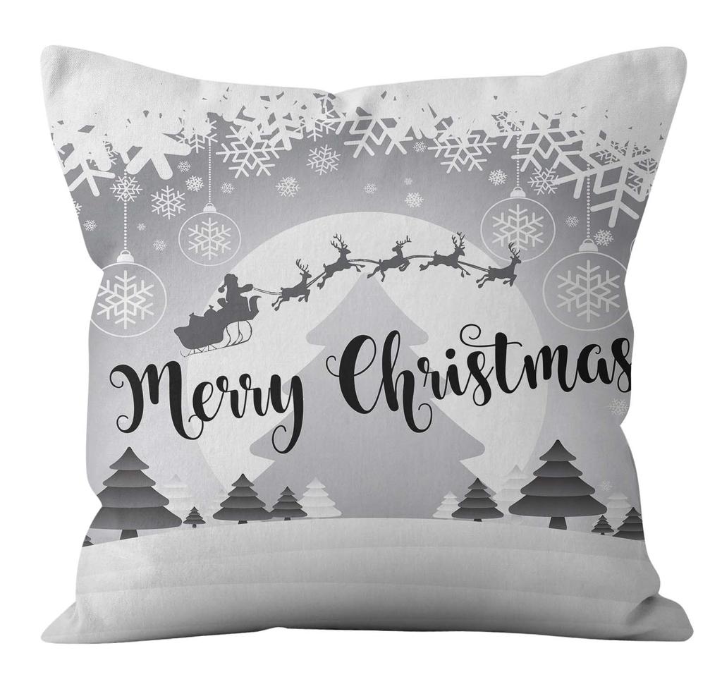 Merry Christmas Decoration Pillow Pillowcase Black White Plaid Cushion Cover Home Sofa Chair Short Plush Material