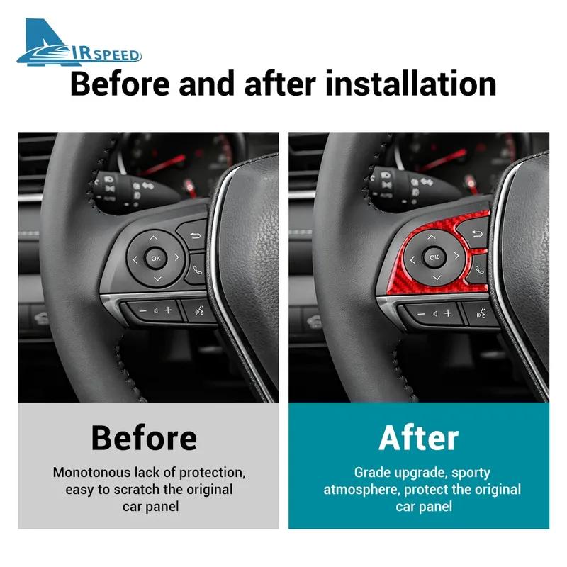 Real Soft Carbon Fiber Sticker For Toyota Camry 2018     For Avalon - LHD Car Steering Wheel Button Trim