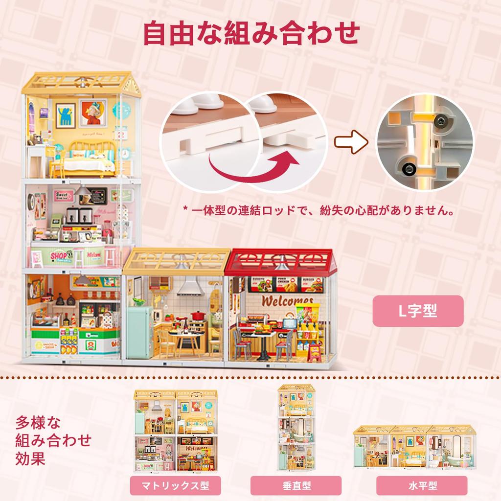 Hallisun DIY Miniaturowy Dom Plastikowy Domek dla Lalek z Meblami Zabawka Domek dla Lalek z USB Pokrowiec Przeciwkurzowy i Zabawka do Montażu Rękodzieła 3D dla Dzieci w Wieku i