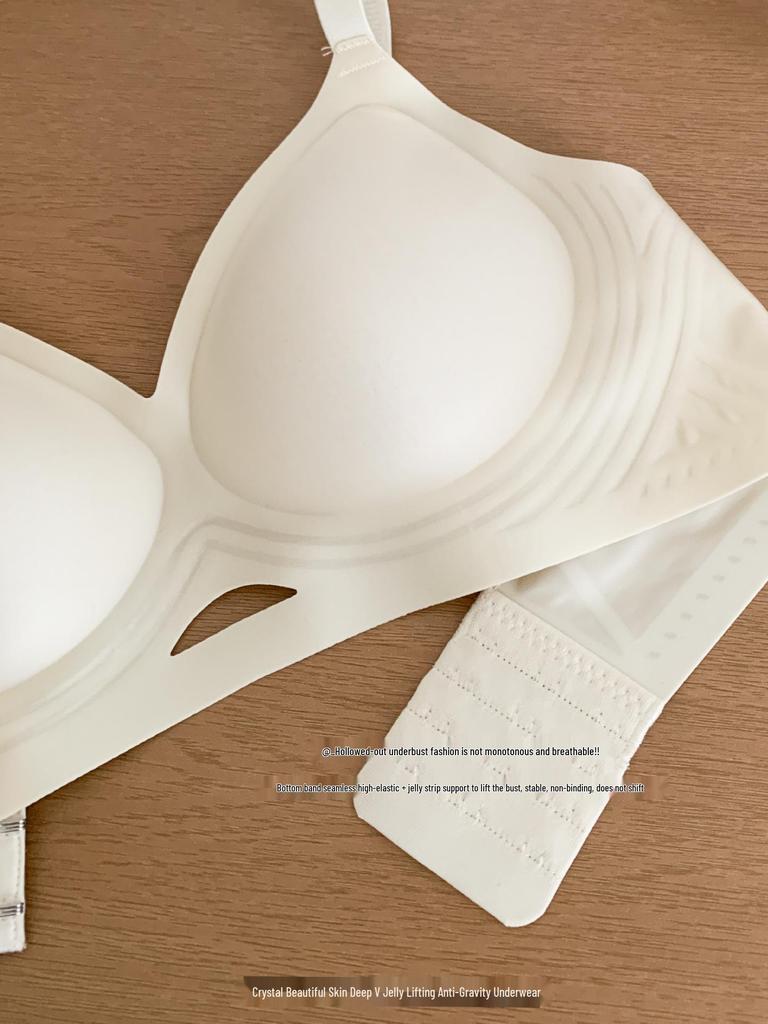 Jelly Soft Seamless Ice Silk Thin Bra for Women - Small Chest Support, Anti-Sagging, Wire-Free, Gathered Style