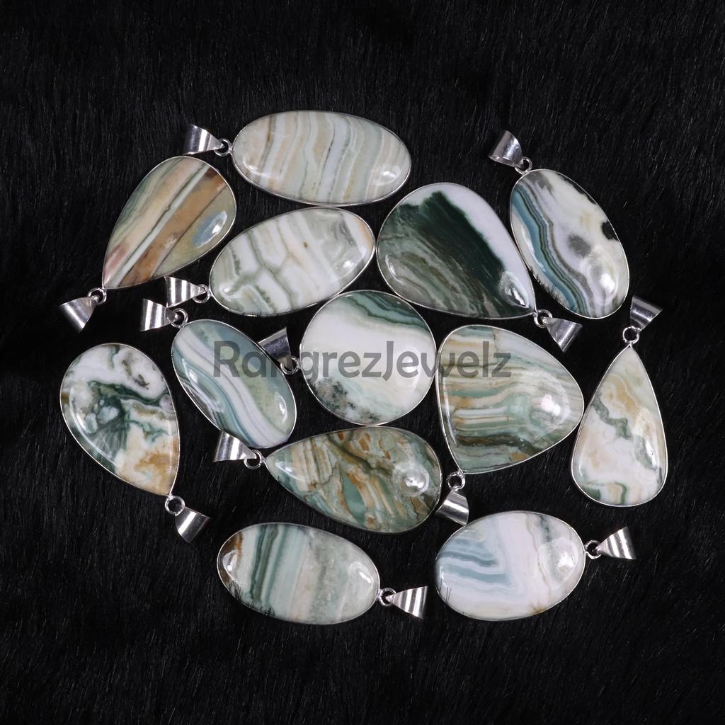 Saturn Chalcedony Pendant Sterling Silver Pendant Green Saturn Pendant Bezel Pendant Saturn Chalcedony Gemstone Pendant Saturn Pendant Necklace