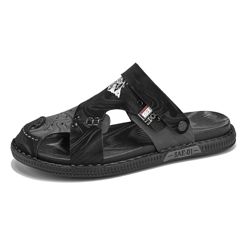 Fashion Outdoor New Design Men Rome Sandals Leather Fashion Sandals Black Men Summer Shoes Comfortable Cushion Soft Gladiator Sandals