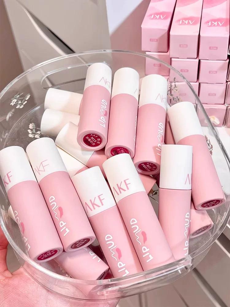 AKF Lip Mud M20 Matte Finish Velvet Lip Lacquer M07 Niche Style Brand Orange White Niche Style Brand Lipstick