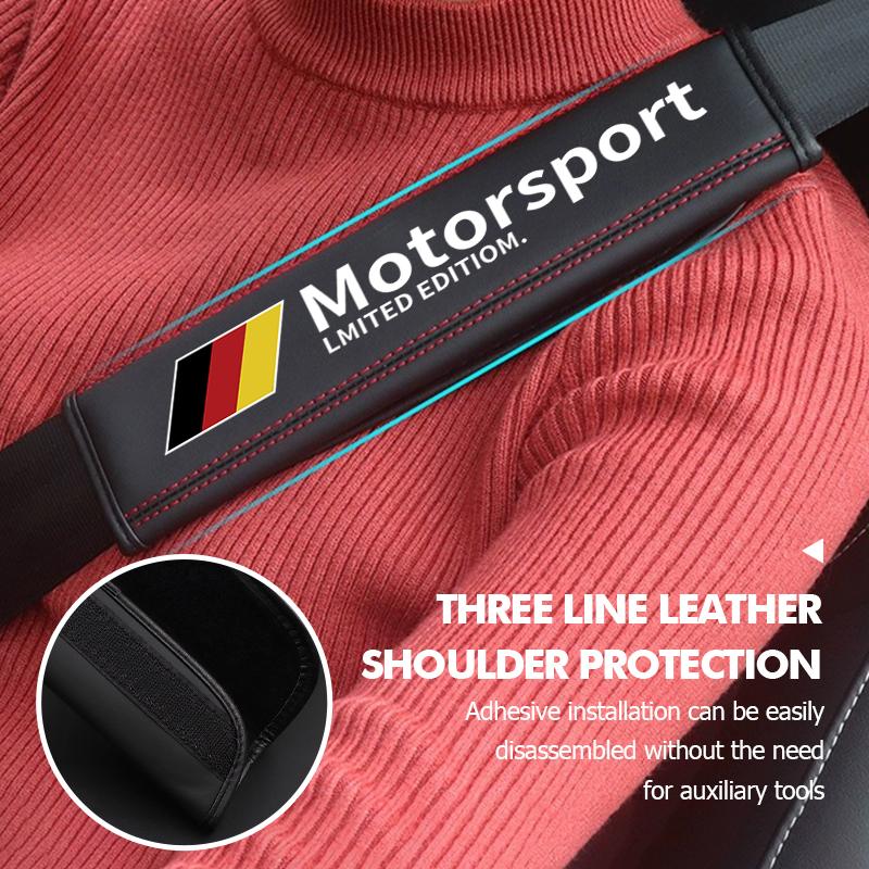 Leather Car Seat Safety Belt Shoulder Protection Padding For BMW M Performance E84 F10 F20 F15 F25 iX iX1 iX2 iX3 iX5 iX7