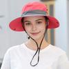 Women Summer Sun Hat Hollow Mesh Windproof Strap Wide Brim Anti-UV Sun Protection Foldable Portable Gardening Fishing Travel Cap Outdoor Fisherman Hat