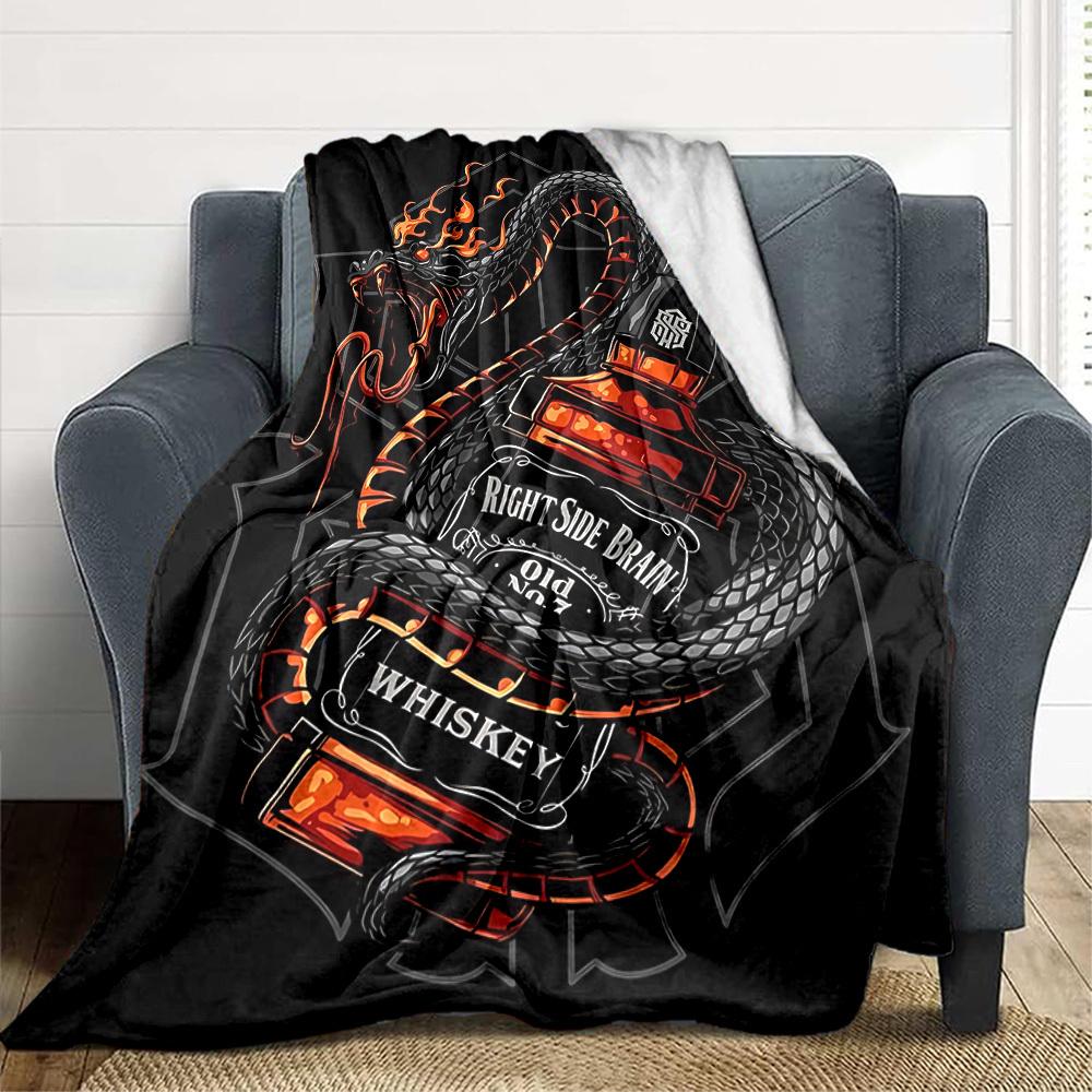 1pc Whiskey Snake Blanket Lightweight Flannel Blanket Throw Blanket For Sofa, Bed, Travel, Camping, Livingroom, Office, Couch