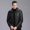Genuine Leather Jacket Men's Fur Integrated Velvet Thickened Leather Jacket Lapel Zipper Jacket Winter Dad Wear Sheepskin