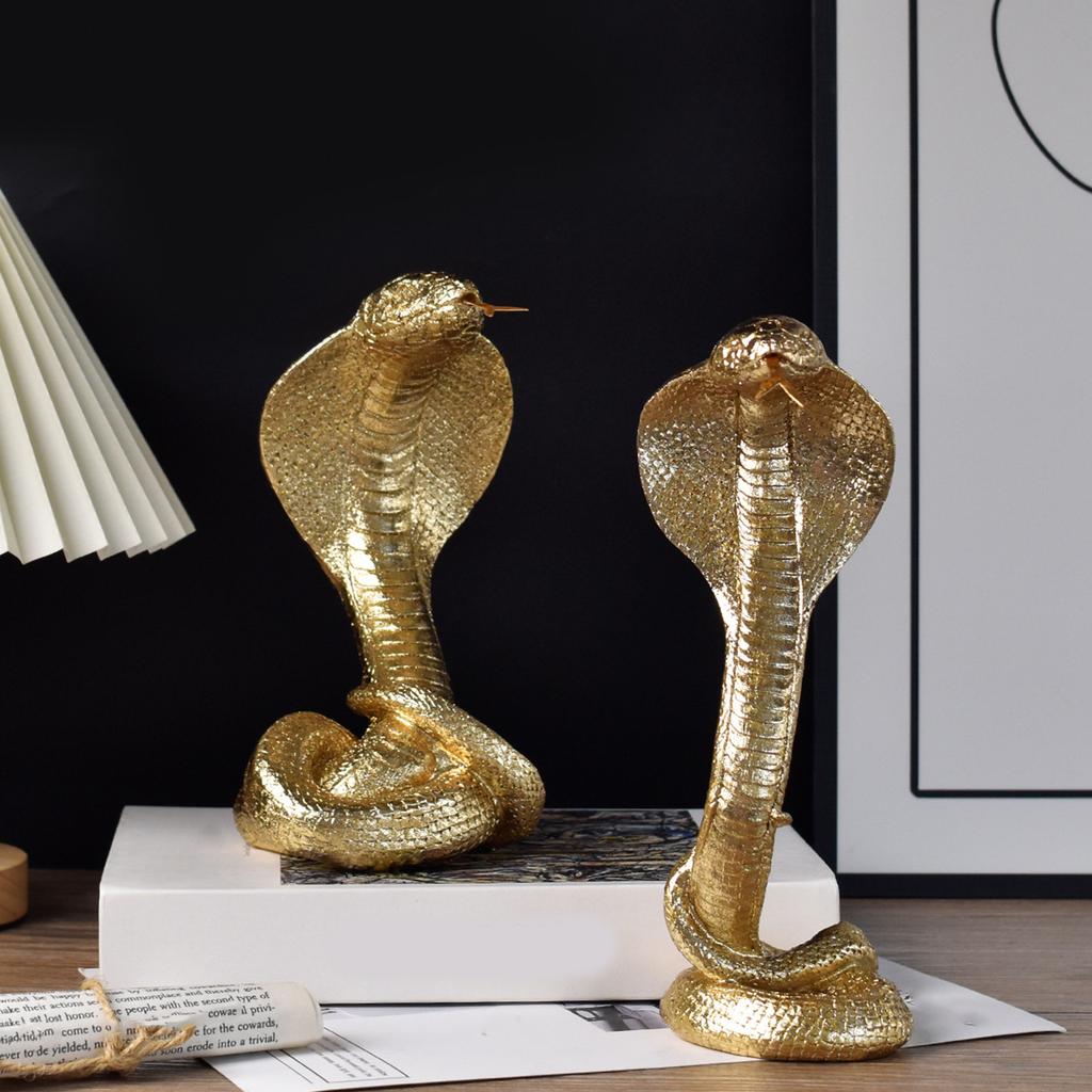 Resin Cobra Shelf Decors Accent Snake Figurines Tabletop Centerpieces Home Decorations Retro Snake Decorative Objects