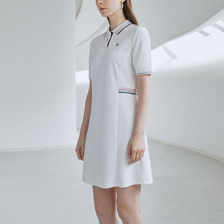 New FILA Short Sleeved Dresses Women's White F11W121310FWT