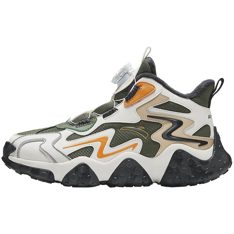 Anta Kids Panstone Trendy Fashion Thickened Non-Slip Durable Low-Top Casual Shoes Kids Sneaker Green White Gray A12446922-2