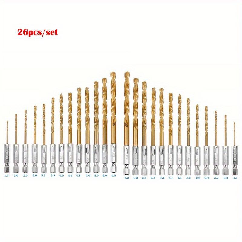 

Набор из 26 шт. сверл по металлу HSS со спиральной канавкой, хвостовик 1/4 , 1,5-6,5 мм, подходит для деревообработки и работ по дереву 26pcs/set