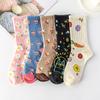 Zufällige Fünf Paar Damen Socken Mode Druck Cartoon Muster Socken Winter Dick Warm Frottee Frottee Socken