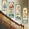 4Pcs Christmas Banners Porch Signs Decor Xmas Hanging Banner Backdrop Decorations Christmas Tree Santa Snowman Elk Hanging