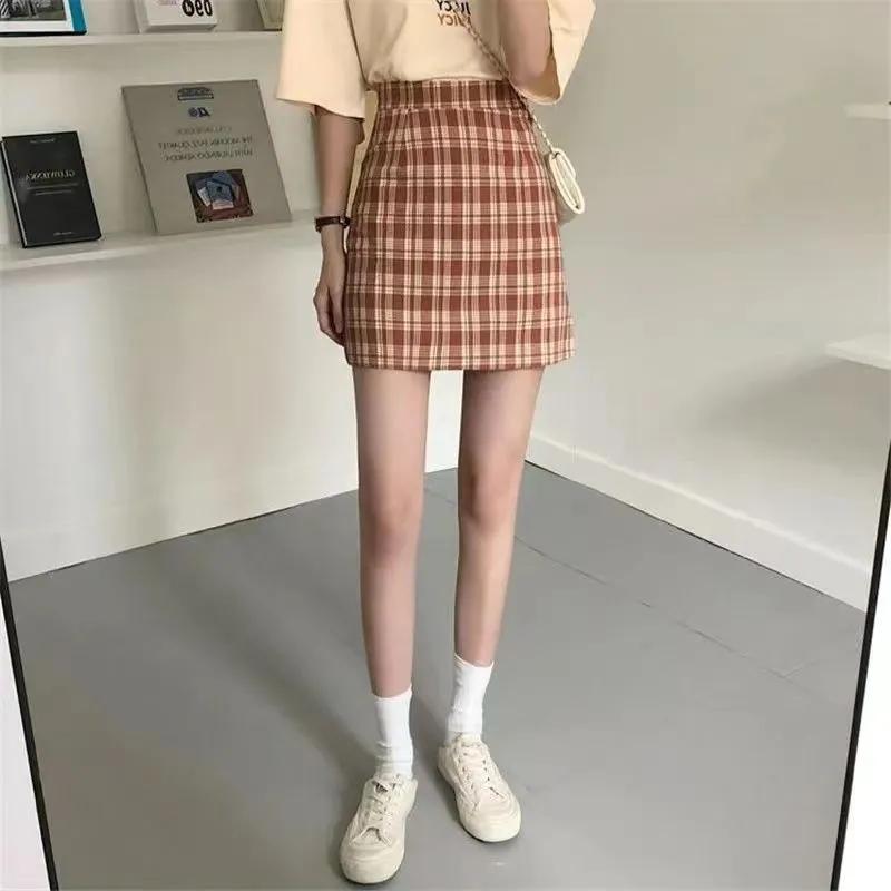 WTEMPO Brand Trendy Fashion Retro Plaid High Waist Skinny A Word Package Hip Skirt Half Body Skirt Female Student Skirts