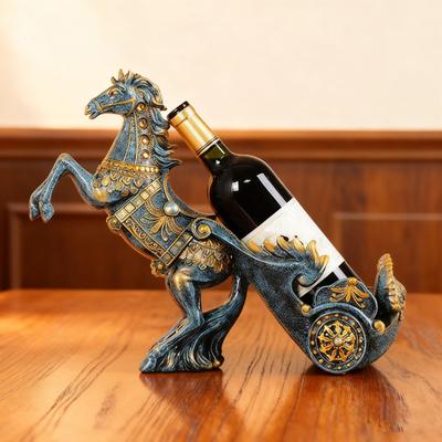 Yousheng Vintage Horse Wine Bottle Holder Resin Horse Statue Sculpture Beer Bottle Display Stand Organizer Rack Home Kitchen Bar Dining Decoration