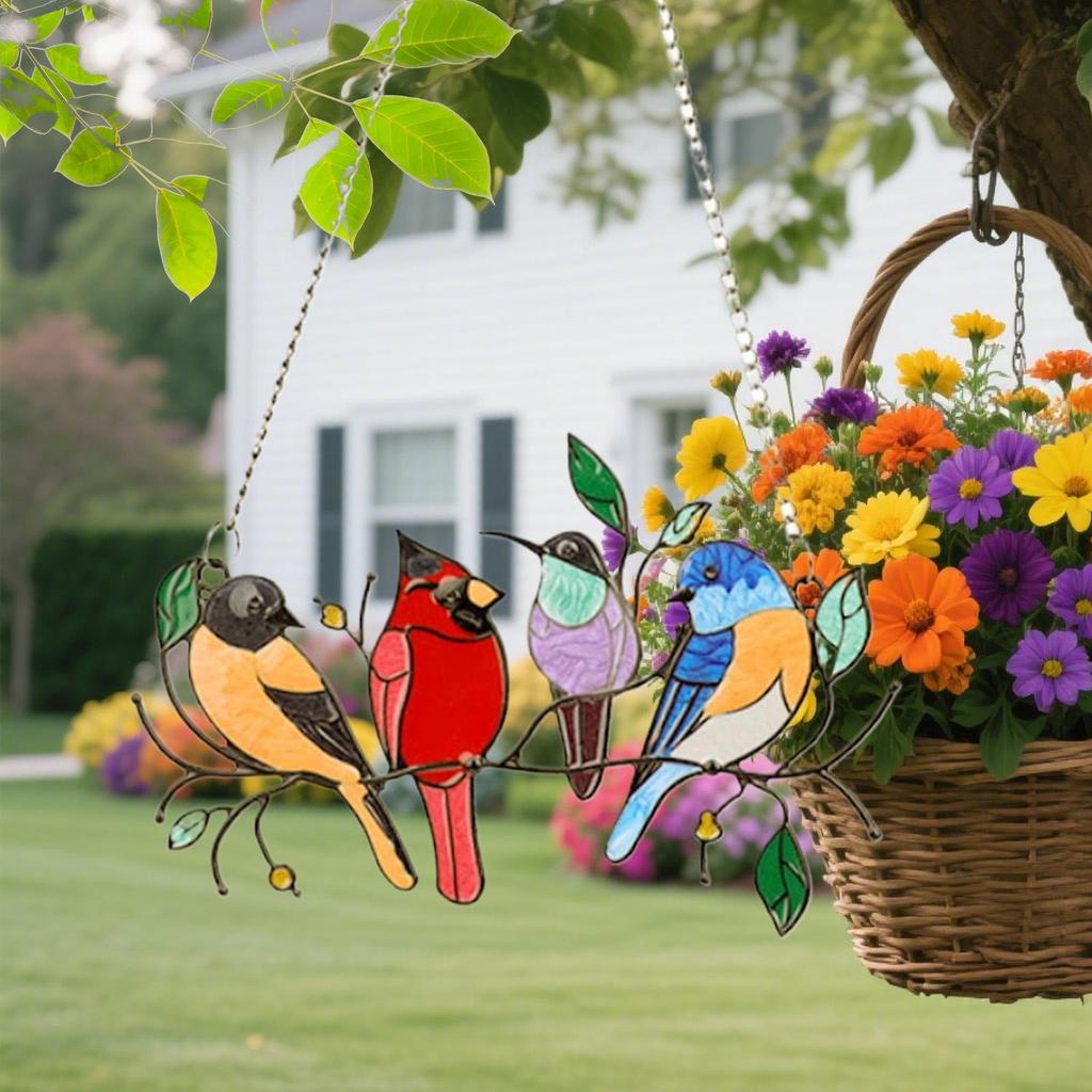 Creative Window Panel Glass Birds Závěsný lapač okenních panelů Doplňky bytových dekorací Dekorace pokojů