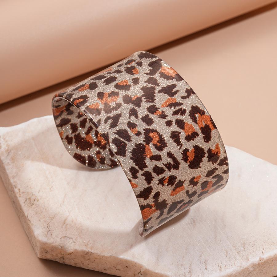 European and American Irregular Geometric Printing Diamond-encrusted Resin Bracelet Light Luxury High-end Bracelet Exaggerated Temperament Jewelry