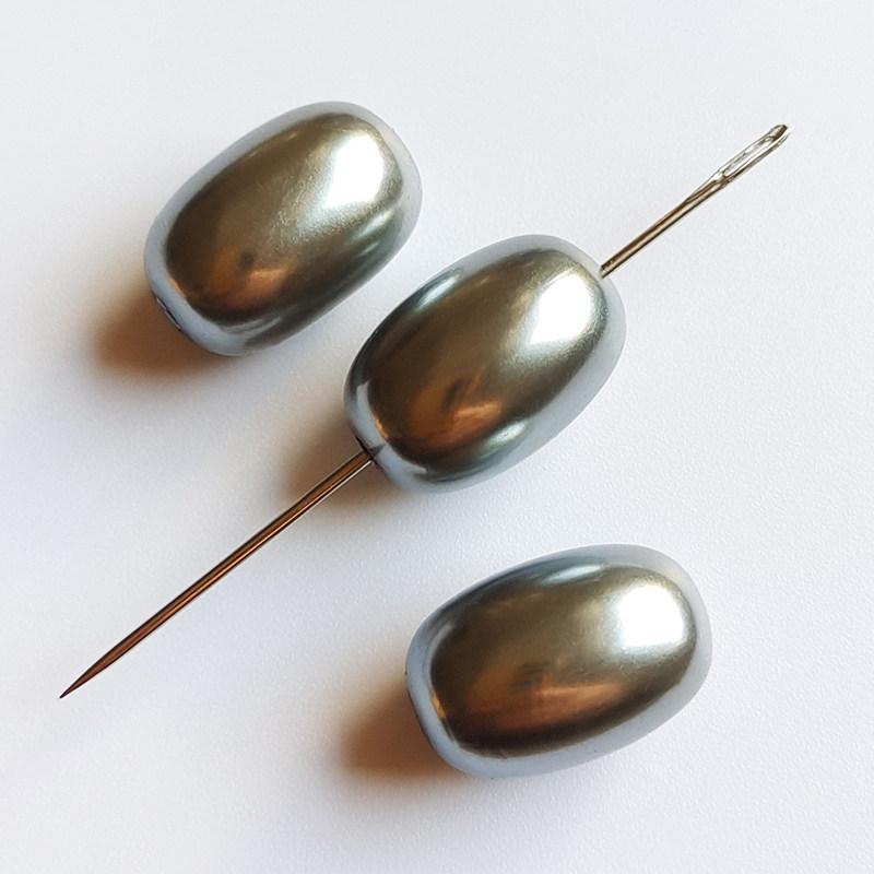 Gray Iridescent Faux Pearl Oval Beads for DIY Jewelry Making