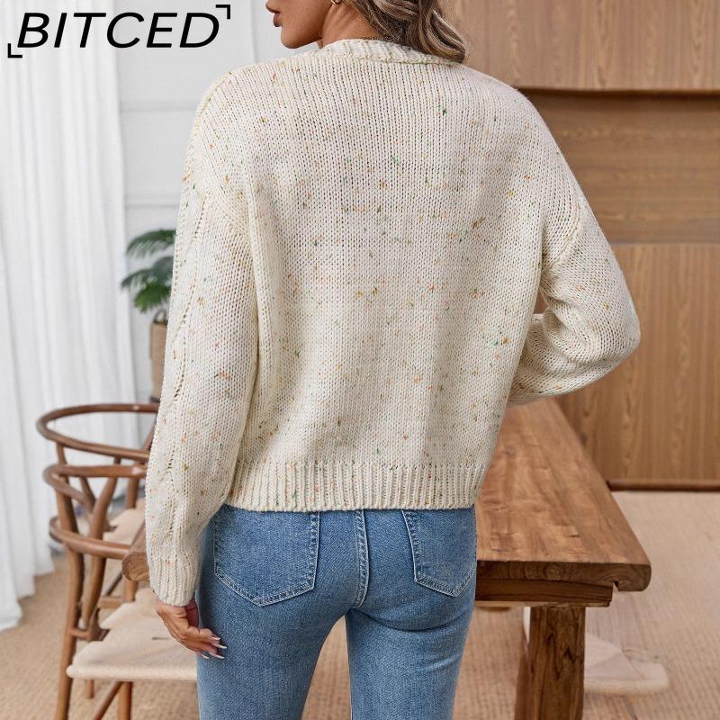 BITCED Colour-Dot Long-Sleeved Button-Front Cardigan Autumn/Winter Soft and Plush Chunky-Knit Lightweight Women's Knitwear
