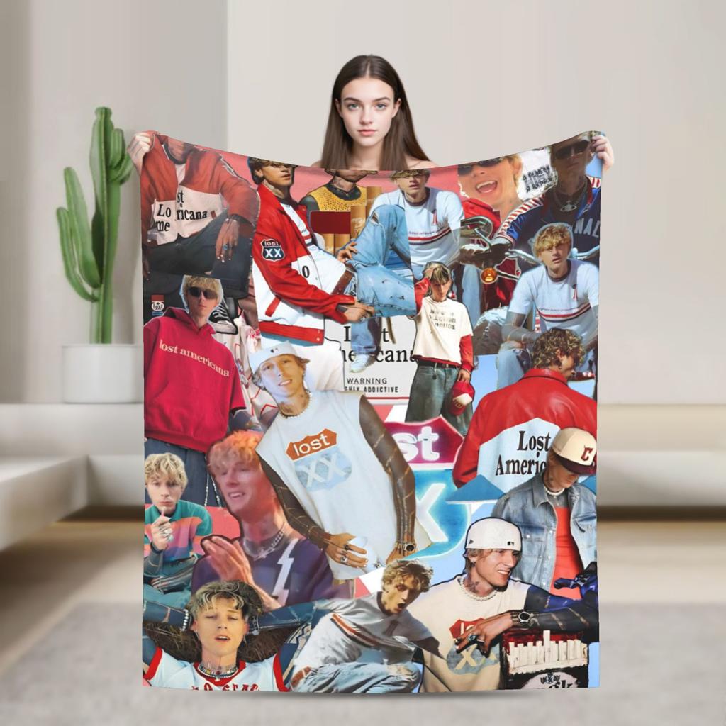 Manta MGK Lost Americana Tour 2025-2026 Múltiples Tamaños Suave y Ligera Mantas de Tiro para Sofá Sillón y Cama