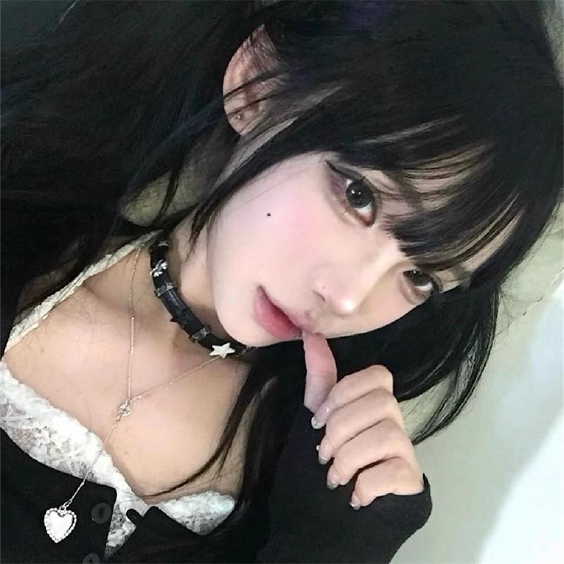 Choker Black Star Necklace Sweet Cool Babes Hip Hop Pentagram Splicing Collar Friends Asian Culture Collarbone Chain