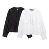 Spring 2025 Women's European and American Style Lace Pleated Shirt Top