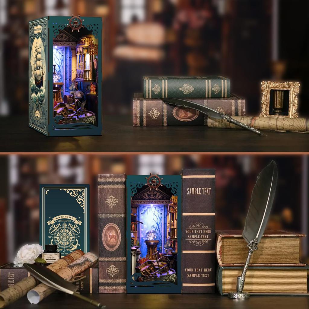CRESYMME Miniature House Dollhouse Book Nook Kit Wooden DIY 3D Hobby Handmade Shadow On the (Mysterious Seabed)