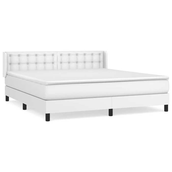 3130788 vidaXL Divan Bed with Mattress White 160x200cm Faux Leather