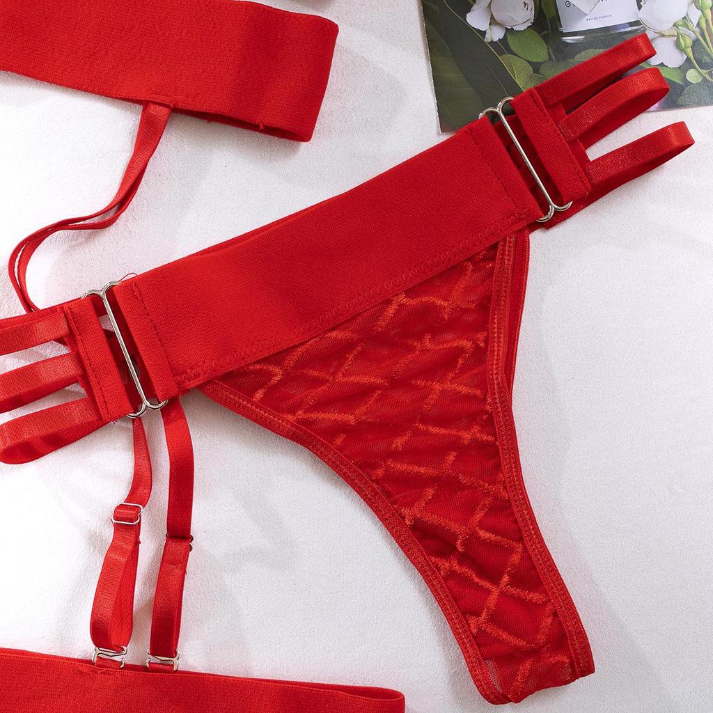 Kadınlar İçin Seksi Şeffaf File İç Giyim Seti - Göğüs Küçültücü Sütyen