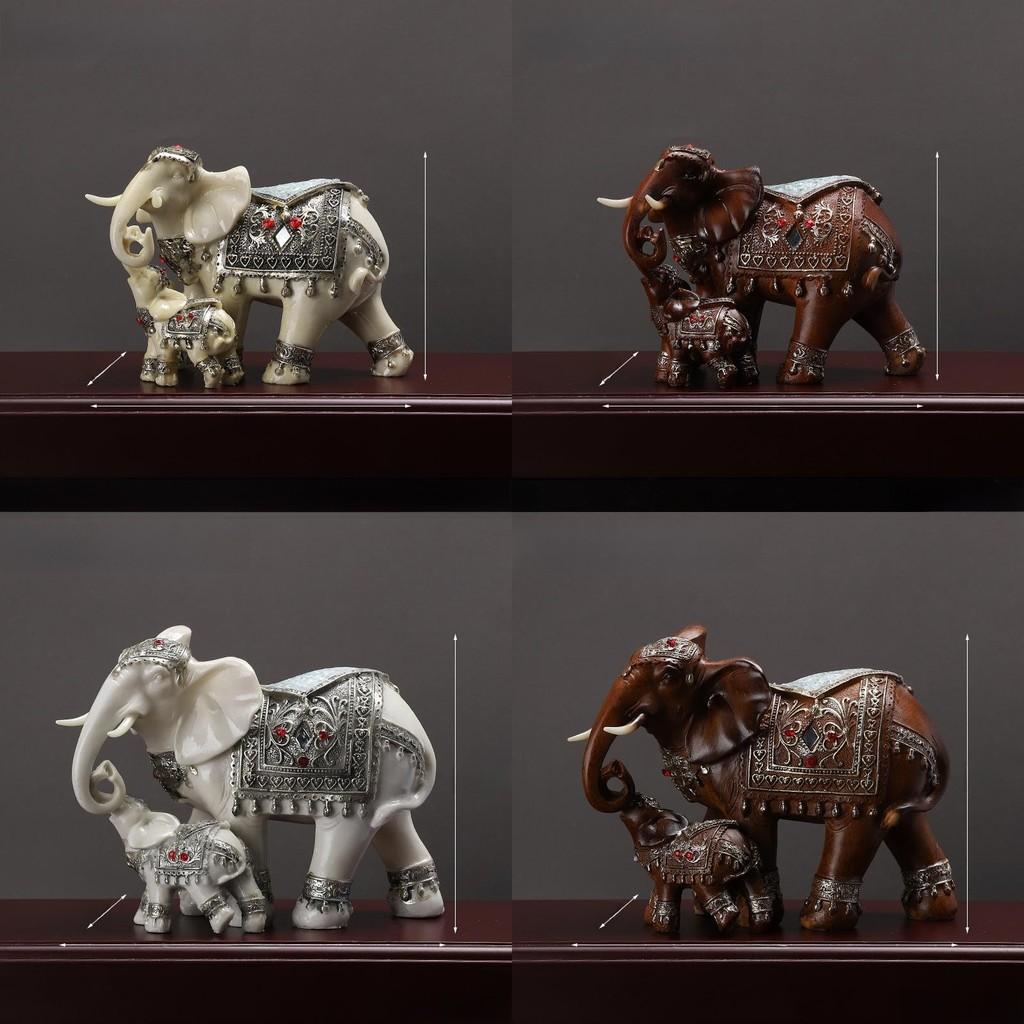 Elephant Resin Statue With Imitation Wood Finish For Office Decor Gifts And