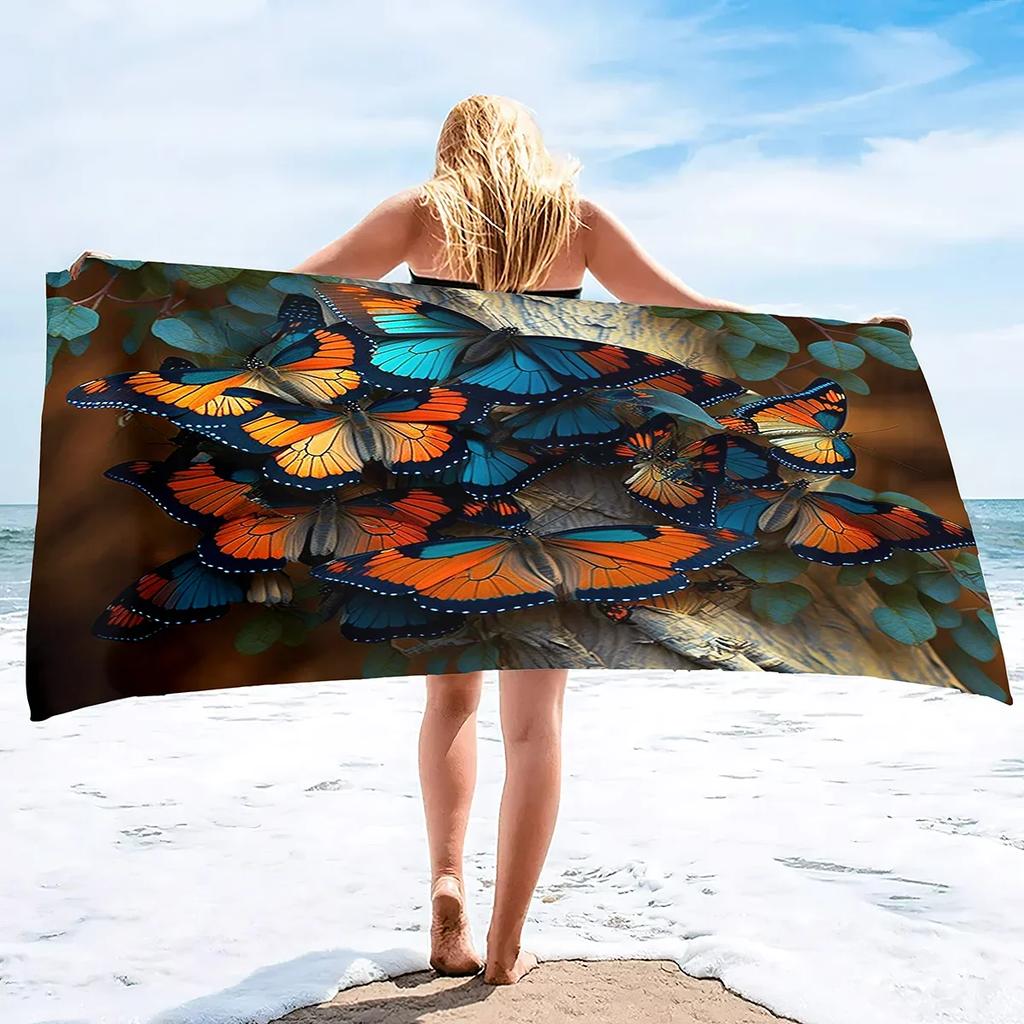 Butterfly Microfiber Sand Free Beach Towel Super Absorbent Lightweight Thin Towel Blanket for Pool Swimming Bath Camping Yoga