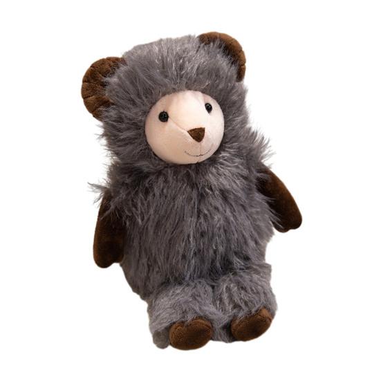 

Маленькая игрушка-кукла из овечьей шерсти, милый мягкий плюшевый ягненок, игрушка, подарок для детей, мальчиков, девочек, на день рождения, декор для дома серый