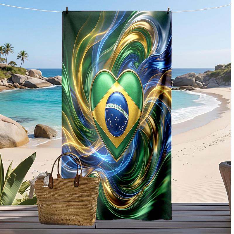 Asciugamano da Spiaggia con Stampa Calcio Brasiliano Asciugatura Rapida Super Assorbente Morbido Asciugamano da Bagno per Nuoto Spiaggia Viaggio Souvenir Regalo