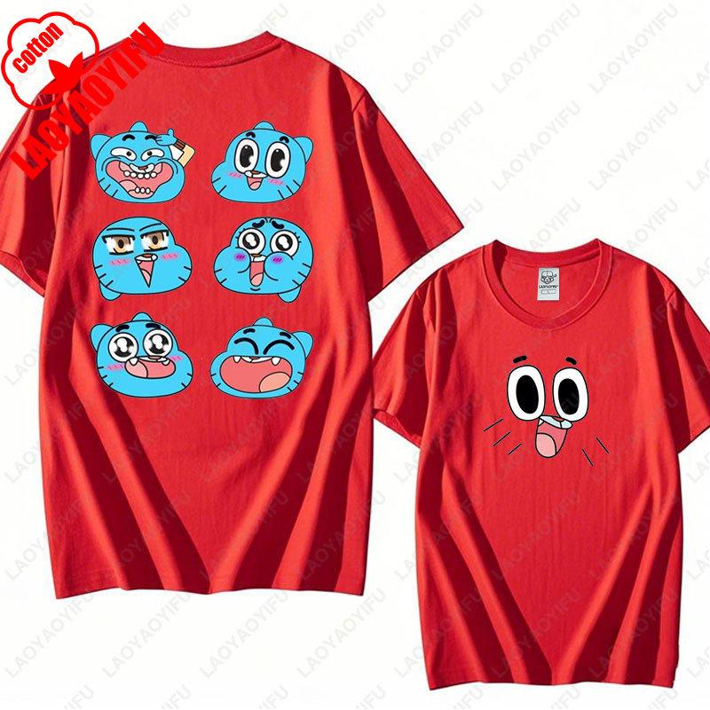 Animace Kreslený Gumball a Darwin Potisk Tričko Úžasný Svět Gumballa Tričko Nové Léto 2025 Kawaii Muž Žena Bavlněná Trička