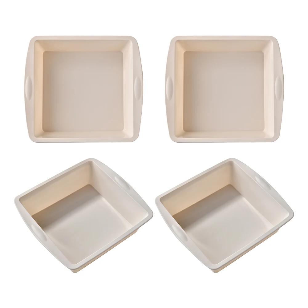 4Pcs Green Square High-temperature Resistant Food-grade Silicone Cake Bread Mold Non-Stick Kitchen Accessories Baking Tools
