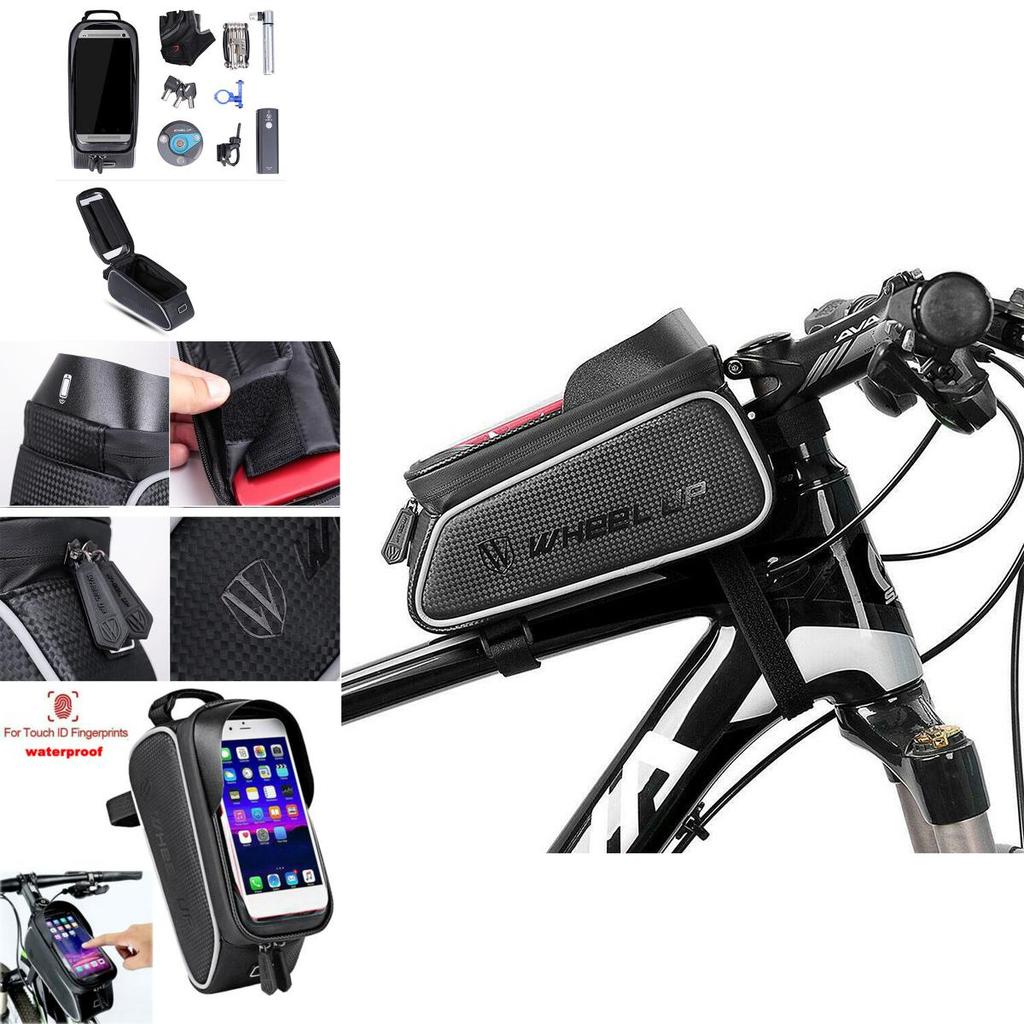 Polyester Bicycle Front Tube Pouch Bag With Transparent Tpu Screen**