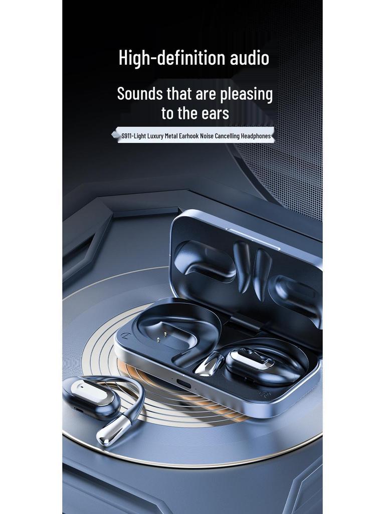 2025 AI Bluetooth Earbuds S911: Ear-hook, Long Battery, Digital Display, Noise Reduction