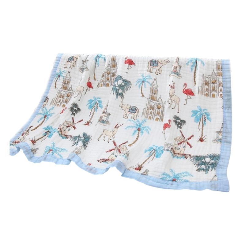 Large Size Infant Bath Blanket High Density Gauze Bath Towel 6-layer for Delicate Skin Quick Drying and Breathable