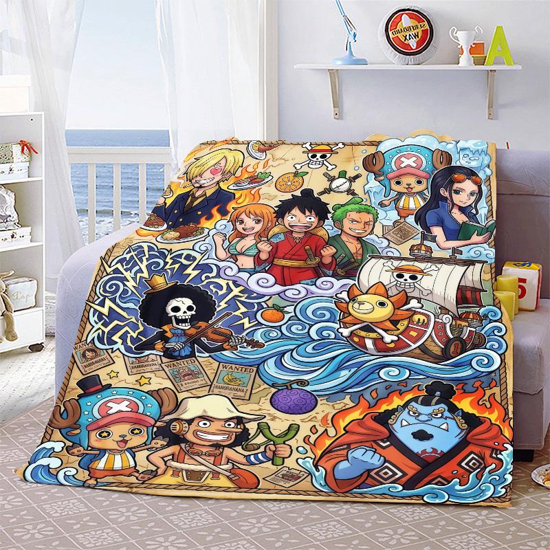 One Piece Anime Throw Blanket Flannel Soft Plush Warm Lightweight for Sofa Bed Couch Cozy Winter Decor Gift -QJY