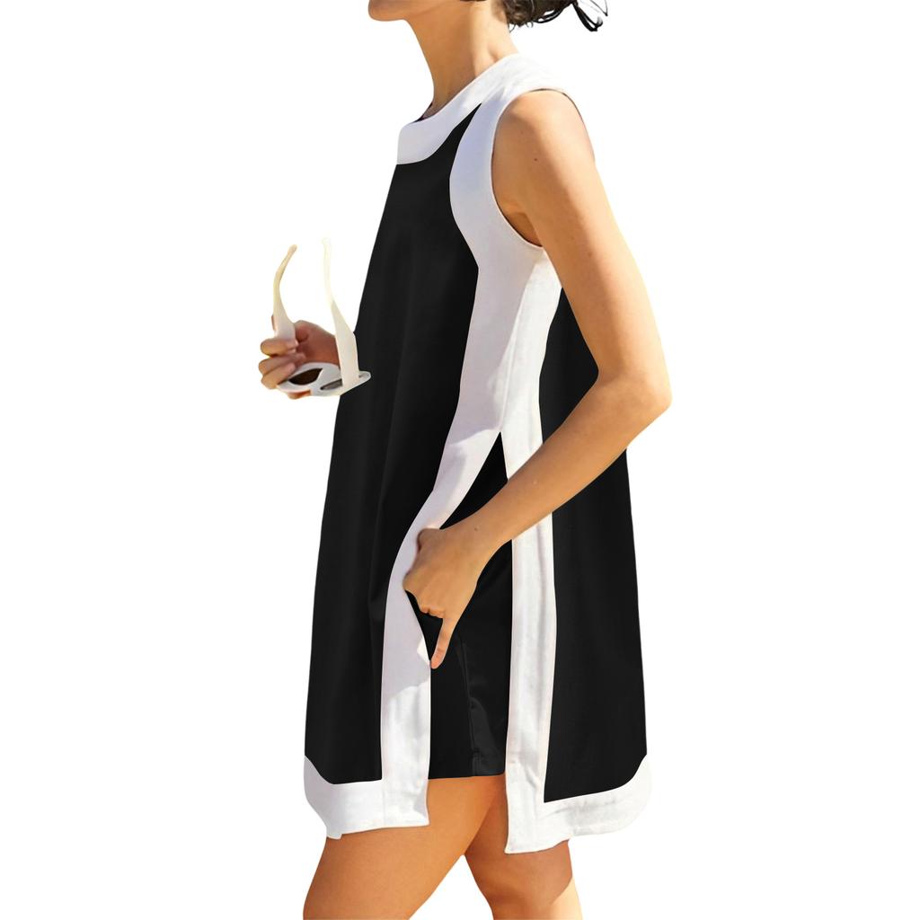 Women's Fashion Loose Sleeveless Short Skirt With Pockets And Shorts Two-Piece Set