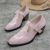 Large Size Pointed Single Shoes Autumn New European and American Light Mouth Thick Heel Embroidered Single Shoes