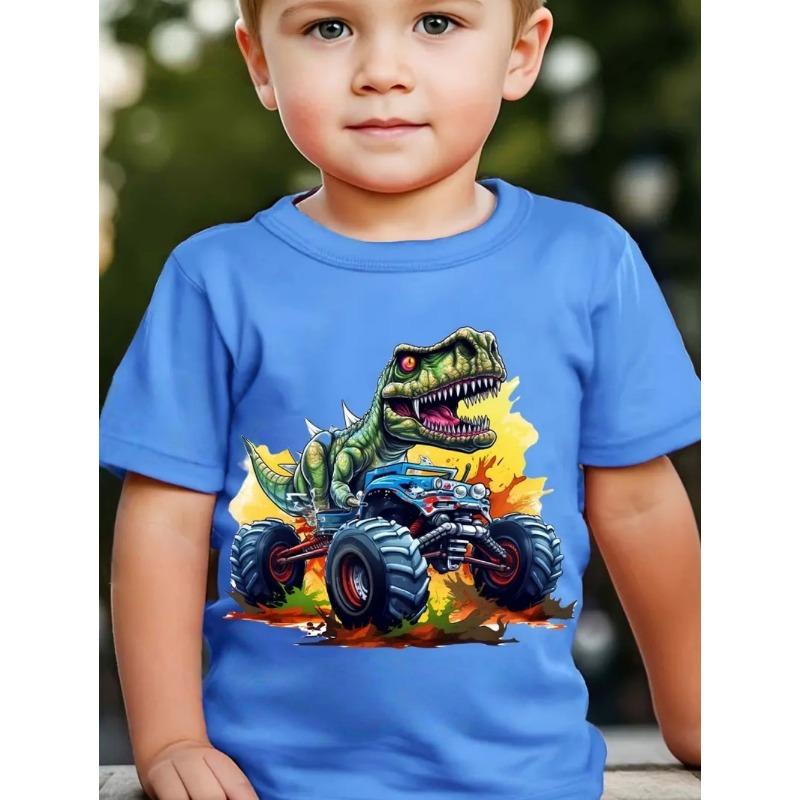 Children's T-Shirt Dinosaur Pattern Boys Clothes Casual O-Neck